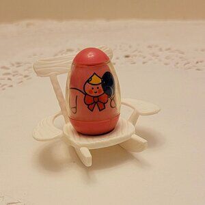 Vintage Weeble Wobble Pink Baby with White Rocking Chair, 1973 by Hasbro